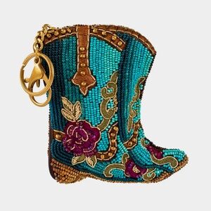 MaryFrances Beaded Cowboy Boot fob/card holder Western Collectable